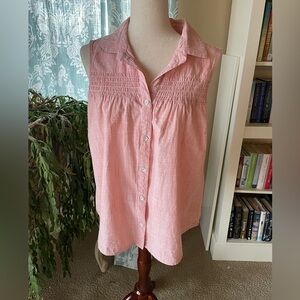 Old Ranch pink western sleeveless cotton button down top